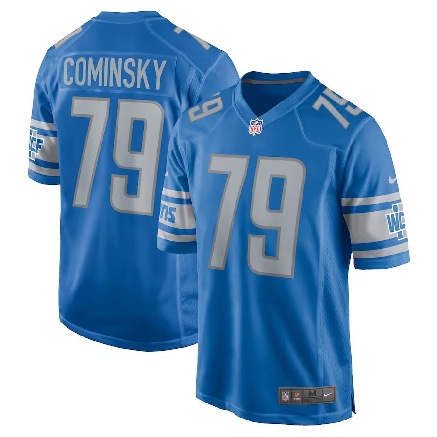 Men Detroit Lions #79 John Cominsky Nike Blue Player Game NFL Jersey